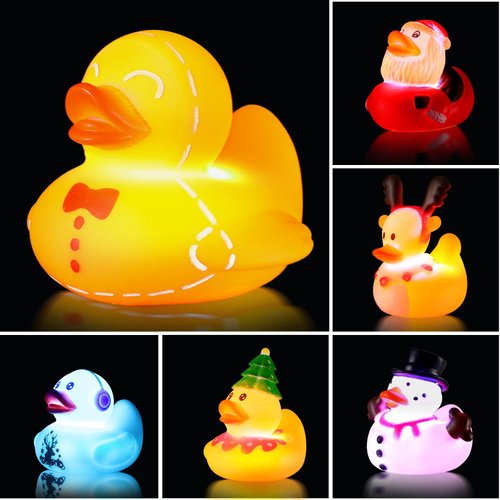 Sotiff 12 Pack Christmas Rubber Ducks Light Up Ducks Toddler Stocking Stuffers Christmas Bath Toys Christmas Ducks for Kids Toddlers Boys Girls Sensory Toy Birthday Gift Party Favor