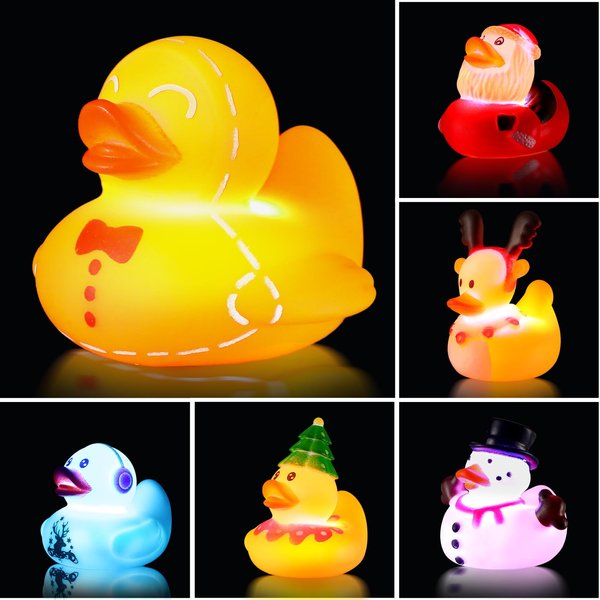 Sotiff 12 Pack Christmas Rubber Ducks Light Up Ducks Toddler Stocking Stuffers Christmas Bath Toys Christmas Ducks for Kids Toddlers Boys Girls Sensory Toy Birthday Gift Party Favor