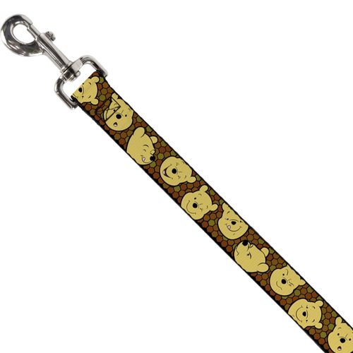 Buckle-Down Dog Leash Winnie The Pooh Expressions Honeycomb Black Browns 4 Feet Long 0.5 Inch Wide, Multicolor (DL-WDY273-N)