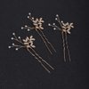 Jumwrit Bride Pearl Crystal Hair Pins Wedding Hair Pins for Bridesmaids Handmade Pearl Hair Pins 3Pcs Bridal Leaf Headpieces Wedding Hair Accessories for Women Girls（Gold）