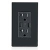 Leviton T5832-E Type-A USB In-Wall Charger with 20A Tamper-Resistant Outlet, USB Charger for Smartphones, Black