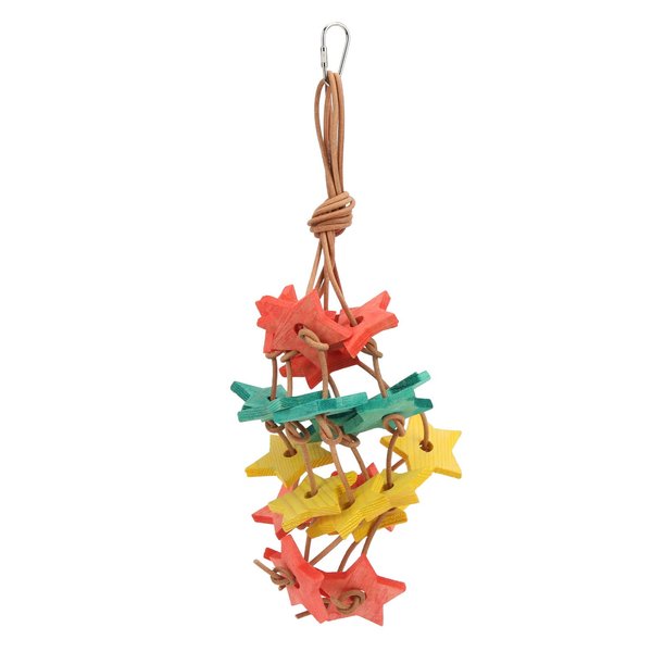 JOROBURO Parrot Chewing Toy, Bird Wooden Star Toy Bite Resistant Parrot Wooden Star Chewing Toy, Wood Block Bird Cage Toys for Budgies Parakeet Cockatiel Lovebird (Colorful)