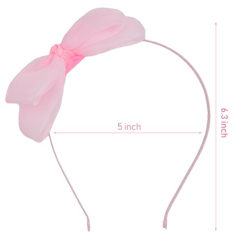 HoveBeaty Bow Hairband Soft Elastic Lace Bowknot Headband for Women and Girls, Perfect Hair Accessories for Party and Cosplay (Pale Pink)