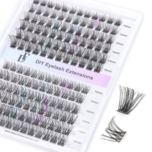 DF touchjoy Lash Clusters 144 Pcs D Curl Wispy Lash Clusters 10-16mm Mixed DIY Eyelash Clusters Soft Volume Individual Lashes Self-application Lash Clusters Natural at Home - Rose 2