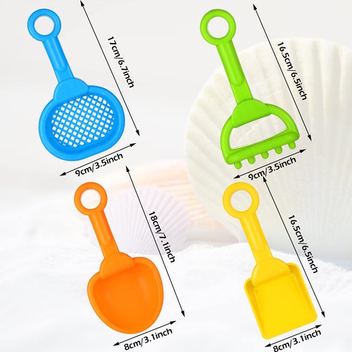 Skylety 8 Pieces Kids Beach Sand Shovels Colorful Plastic Rake Beach Sand Sifter Toy Shovel for Teens Garden Snow Beach Toys(Fresh Style)