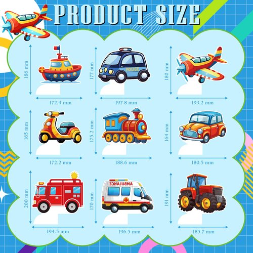 9 Pcs Transportation Birthday Party Decorations, Transportation Themed Birthday Decorations Car Truck Honeycomb Centerpieces for Table Party Supplies Birthday Decorations for Kids Boys