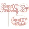Gyufise 1 Pack Rose Gold Happy 100th Birthday Cake Topper Glitter Happy 100 Cupcake Topper Cheers to 100 Fabulous Cake Decoration for 100th Birthday Party Decoration Supplies