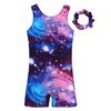 JESKIDS Leotards for Girls Gymnastics with Shorts Dance Biketards Tumbling Matching Hair Scrunchie Cosmic 10-11 Years