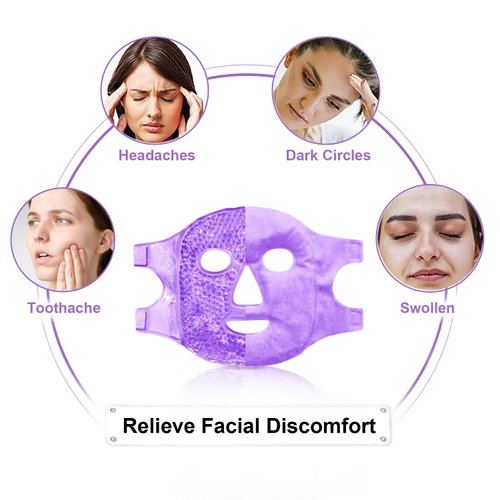 CONBELLA Ice Face Mask and 2PCS Silicone Face Mask Cover Set, Cooling Face Mask for Pain Relief, Migraine & Wisdom Tooth Surgery Reusable, Hot and Cold Ice Mask for Women Puffiness Swelling Beauty