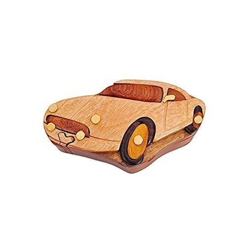 Handmade Wooden Intarsia TRICK SECRET Sports Car Puzzle Box (3415) (g2)