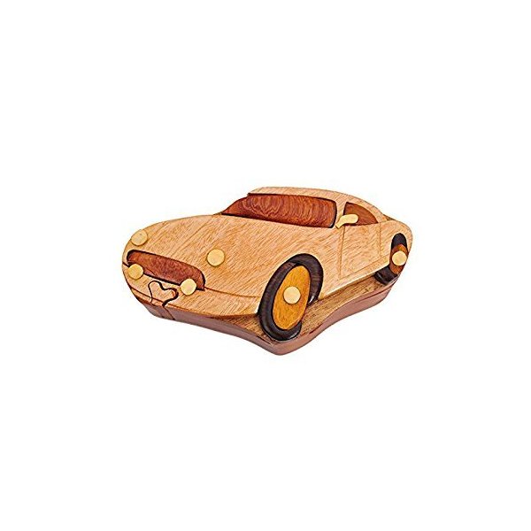 Handmade Wooden Intarsia TRICK SECRET Sports Car Puzzle Box (3415) (g2)