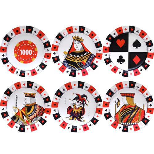 Paper Plates - 60-Count Small Disposable Colorful Cute Party Plates in 6 Assorted Theme Designs - Party Supplies for Birthday, Dessert, Tea Party - 8" x 8" (Casino)