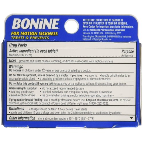 Bonine Motion Sickness Tablets, Raspberry, 16 Count