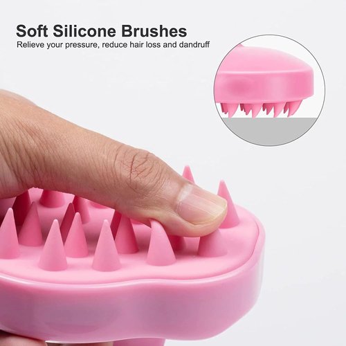 WinldMonmo Pink Soft Silicone Hair Scalp Massager Shampoo Brush for Wet Dry Oily Curly Straight Thick Thin Rough Long Short Natural Men Women Kids Pets Hair Care Styling Tools and Appliances