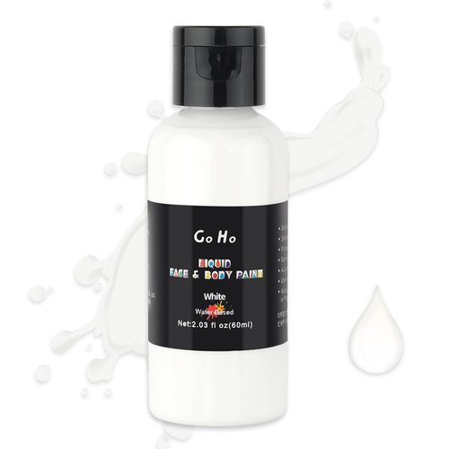 Go Ho Liquid White Face Body Paint,White Makeup Water Based Face Paint and Body Paint for Airbrush Makeup,Special FX and Halloween Clown Skeleton Vampire Skull Cosplay Makeup