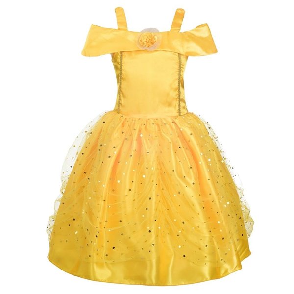 Dressy Daisy Toddler Girls Princess Dress Up Costume Gold Yellow Ball Gown Fancy Halloween Xmas Birthday Party Carnival Size 4T to 5T