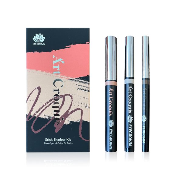 MAKEHEAL] Eyecrown Art Croquis Shadow Kit: Base, Highlighter, Eyeliner, Creamy, Waterproof, Smudge-Proof, Glitter, Pearl, Matte Gel Eyeliner (02 - Sunny Peach)