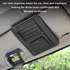 Dickno 2PCS Small Leather Car Sun Visor Organizer, Multifunctional Auto Visor Document Holder with Sunglasses Clip, Universal Car Interior Organizer for Drving License, Card, Pen (Black)
