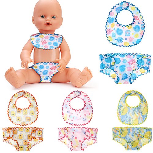 Civaner 8 Pieces Doll Diapers and Bibs, Washable and Reusable Doll Accessories Colorful Doll Clothes for 12 to 14 Inch Dolls Birthday Gift Sleepover Slumber Party