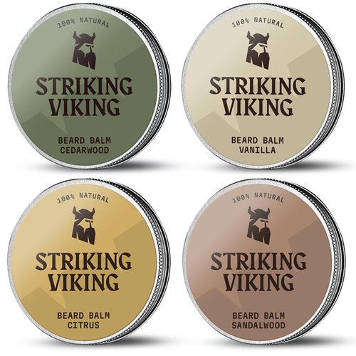 Beard Balm for Men - Leave in Beard Conditioner - Beard Balm Made with Natural & Organic Beard Butter, Argan & Jojoba Beard Oils - (Citrus, Vanilla, Sandalwood, Cedarwood Scents, 1 Ounce (Pack of 4))