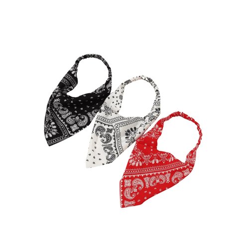 OYOANGLE Women's 3 Pack Paisley Print Scarf Headband Elastic Hair Kerchief Triangle Bandana Head Scarves Multicolor One-Size
