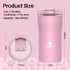 SANTECO Travel Coffee Mug 12 oz, Insulated Coffee Cups with Flip Lid, Stainless Steel Coffee Mugs Spill Proof, Double Wall Vacuum Tumblers, Reusable To Go Mug for Hot/Ice Coffee Tea - Pink
