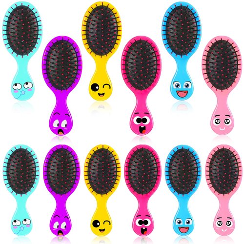 Nuenen 12 Pcs Mini Hair Brush, Travel Detangling Brush Soft Bristles Wet Dry Hair Brush with Cute...