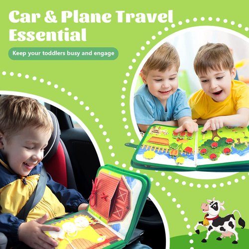 COVTOY Busy Book for Toddlers 1-3,Montessori Toys Busy Board for 1 2 Year Old Boy Girl Birthday Gifts-Quiet Activity Book with Life Skills, Cognition, Sorting, Matching - Toddler Travel Toys