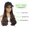 AliRobam Hat Wigs Long Baseball Cap Wig with Wavy Ends Synthetic Hair Extensions attached for Women girls Adjustable Wig Hat (Mix dark brown, 20inch)