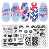 JERCLITY 6pcs 4th of July Nail Stamping Plates Independence Day Nail Stamping Kit Patriotic American Flag Stars Statue of Liberty Image Plates Nail Art Design Template Print Nail Stamper Kit for Women