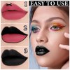 Black Lip Liner and Lipstick Set 2 PCS,High Pigmented Long Lasting Matte Black Liquid Lipstick for Women,Waterproof Black Lip Gloss & Non-Stick Cup Lipgloss Gothic Halloween Makeup