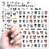 Cute Cartoon Nail Art Stickers 3D Self Adhesive Acrylic Nail Art Supplies Luxury Designer Nail Stickers Black White Panda Kawaii Design Cute Nail Decals for Women Girls DIY Manicure Tips 4 Sheets