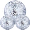 Hsei 3 Pcs Inflatable Beach Ball Glitter Beach Ball Christmas Swimming Pool Balls Floatable Confetti Ball Christmas Outdoor Decor for Beach Party Xmas Party Favor(Silver)