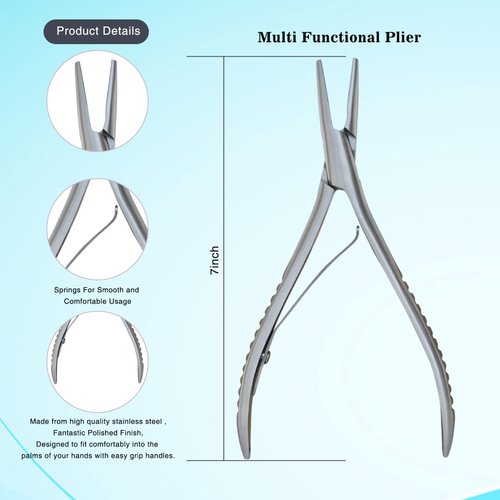 Flat Shape Silver Stainless Steel Hair Extension Pliers Multi-Functi Hair Extension Tools Pliers For Hair Extension-Hair
