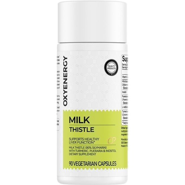 OxyEnergy Silymarin Milk Thistle 300mg Extract with Vitamin C, Inositol & Pueraria, Liver Detox & Repair Support, Antioxidant Support, 90 Vegetarian Capsules