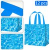 C L cooper life 12pcs Ocean Wave Gift Treat Bags with Handles Summer Beach Pool Party Grocery Shopping Bags Under The Sea Theme Non-Woven Bag for Ocean Birthday Party Baby Shower Supplies