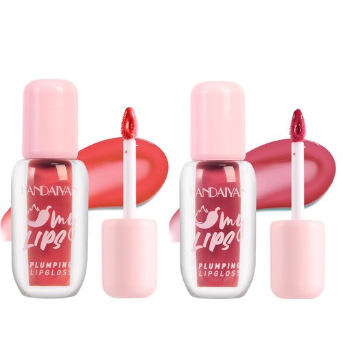 Lasting Plump Plumping Lip Gloss - 8 Colors Plumper Lipgloss Spicy Lip Plumper Lip Plumping Oil Nourishing Plump Long-lasting Glossy Finish Fuller Natural Liquid Lipstick for Women (#03#04, 2 PCS)