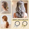 6Pcs Metal Bow Hair Ties, Silver Gold Hair Cuffs for Ponytails Holder, Elastic Bowknot Hair Scrunchies Elegant Hair Band Rope, Gold Hair Ties with Bows for Women Thick Thin Curly Hair Styling