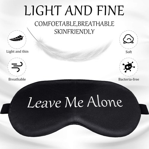 4 Pieces Funny Sleep Mask Silk Eye Mask Soft Blackout Blindfold with Adjustable Strap Sleeping Eye Cover Mask for Women Men Travel, Nap, Meditation (Black, Light Blue, Pink, Gold)