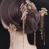Chinese Hair Sticks,Hanfu Long Tassel Hair Stick Set Traditional Classical Crystal Pearl Hair Pins/Hair Comb/Earrings Classical Style Handmade Hair Accessories for Women Girls