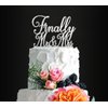 Glitter Silver Finally Mr&Mrs Wedding Cake Topper, Elegant Cake Topper For Wedding Anniversary, Romantic Wedding Party Decorative Cake Toppers, Acrylic Cake Topper