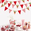 Strawberry 1st Birthday Pennant Banner Flag Berry Pattern Red Triangle Fabric Burlap Bunting Garland with Felt 1 Sign for Berry First Girls Strawberry Sweet One Birthday Party Decorations Supplies