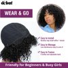 DÉBUT 10 Inch Water Wave Bob Wig with Bangs Human Hair Short Bob Curly Wigs Wear and Go Bangs Bob Glueless Wig 150% Density 1B Color