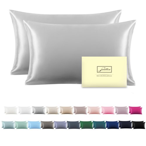 Silk Pillowcase for Hair and Skin,Soft,Breathable and Sliky 100% Silk Pillowcases King Set of 2,Both Sides Natural Mulberry Silk Pillow Cases with Hidden Zipper(King Size 20"X 36",2pcs)
