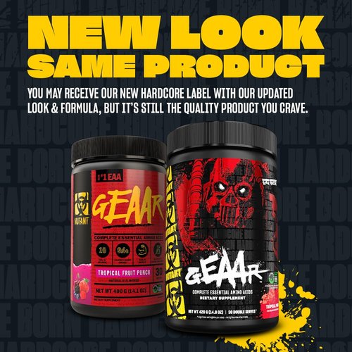 Mutant GEAAR - 9.4g of EAA Powder + Arginine, 7g BCAAs, 4g Leucine, Electrolytes, Coconut Water, 30 Servings - Blue Raspberry