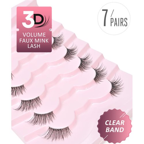 Onlyall Half Eyelashes Corner Lashes Natural Lashes Half Lashes Wispy End Lashes Corner Eyelashes 3/4 Lashes Clear Band Lashes 7 Pairs C02 (6MM-14MM)