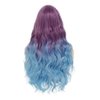 Tseses Purple to Blue Long Curly Wigs for Women Ombre Blue Synthetic Hair Natural Looking Wavy Wig (Purple/Blue)