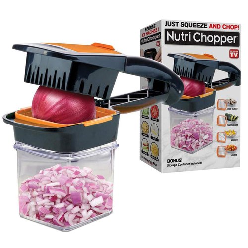Nutrichopper with Fresh-keeping container Vegetable Chopper Onion Chopper Egg Slicer - Chops, Slices, Cubes, Wedges Multi-purpose Food Chopper with Stainless Steel Blades Veggie Chopper As Seen On TV
