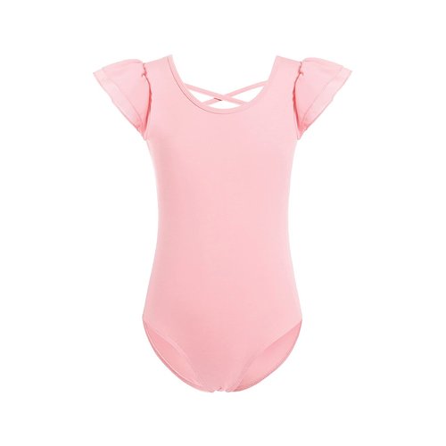 MERIABNY Dance Leotard for Girls Ballet Outfits 6 7 Years Old Low Back Ballerina Clothes for Gymnastics Class, Pink