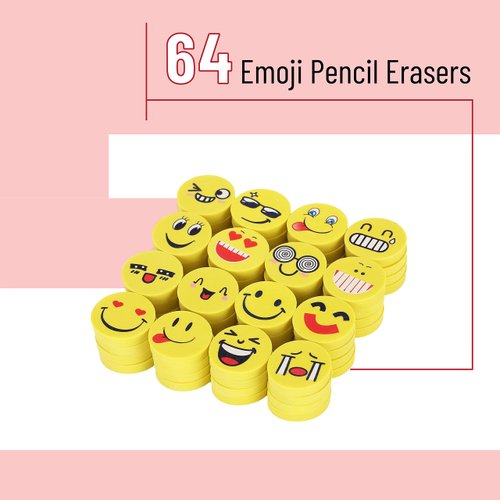 Mr. Pen- Erasers, Pack of 64, Smiley Eraser, Pencil Erasers, Erasers for Kids, School Supplies, Mini Eraser Pencil for Students, Fun Eraser, Cute Erasers, Eraser for School, Easter Egg Fillers